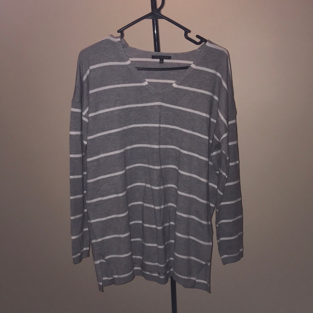 Grey Striped Long Sleeve T-Shirt | Worn Once